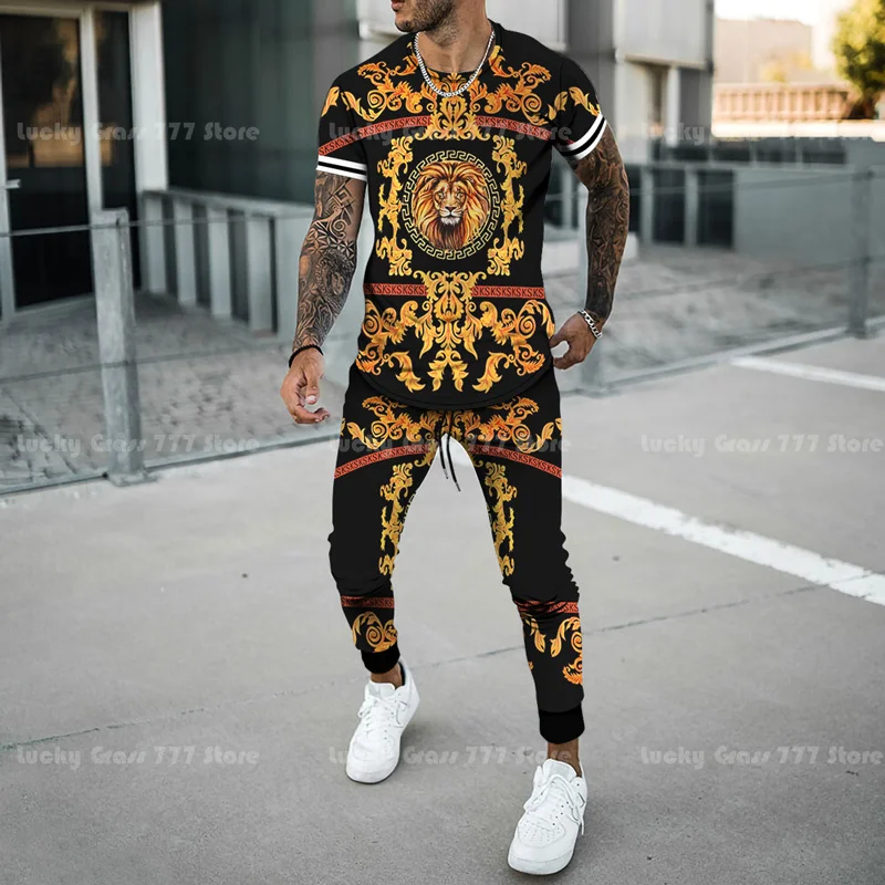 Summer New Men's T-Shirt Sets Sport Pants 2 Piece Suit 3D Terrible Eyes Print Man Clothing Streetwear Fashion Tracksuit Trousers