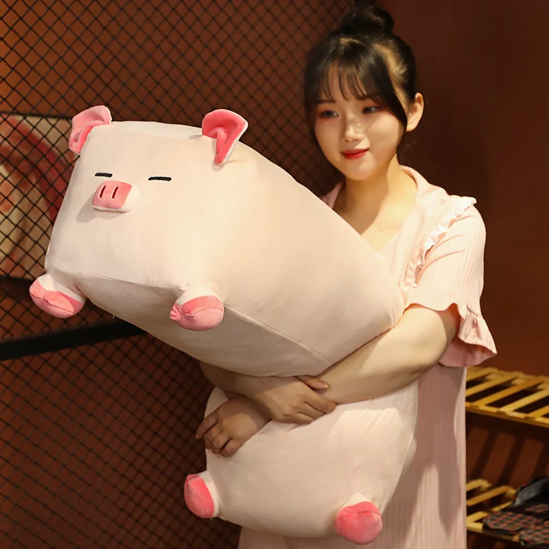 

50/75/90CM Featured Geometric Angular Kawaii Pink Pig Stuffed Cute Plush Toy High Quality Back Pillow