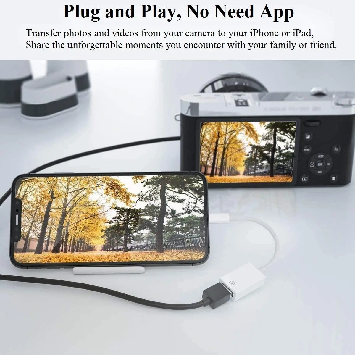 Lightning to USB Camera Adapter for iPhone/iPad OTG USB 3.0 Cable USB Female SD/TF Card Reader Supports USB Flash Drive/Keyboard