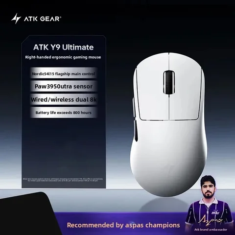 Новая игровая мышь ATK Y9 Pro Max Ultimate PAW3950UItra Master Edition 8K, беспроводная, легкая, эргономичная, для киберспорта, индивидуальный аксессуар