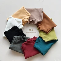 2022 autumn children candy color bottoming shirt boy baby all match elasticity long sleeves t shirt kid girl cotton solid tees