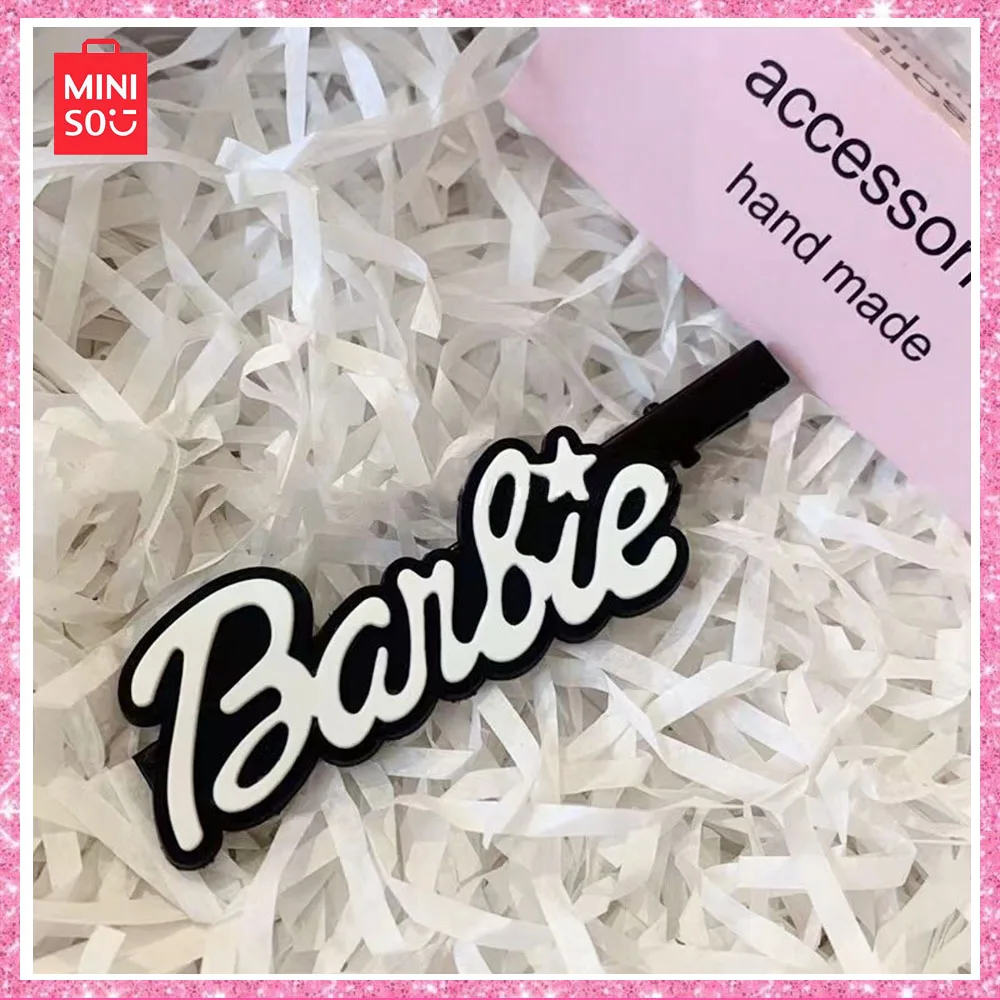 2024 Miniso Барби Новая мода карточка для волос милые и игривые буквы челки аксессуары