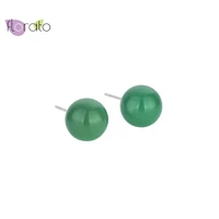 chinese style jade earrings 925 sterling silver ear needle round chalcedony stud earrings for women trendy moms birthday gift