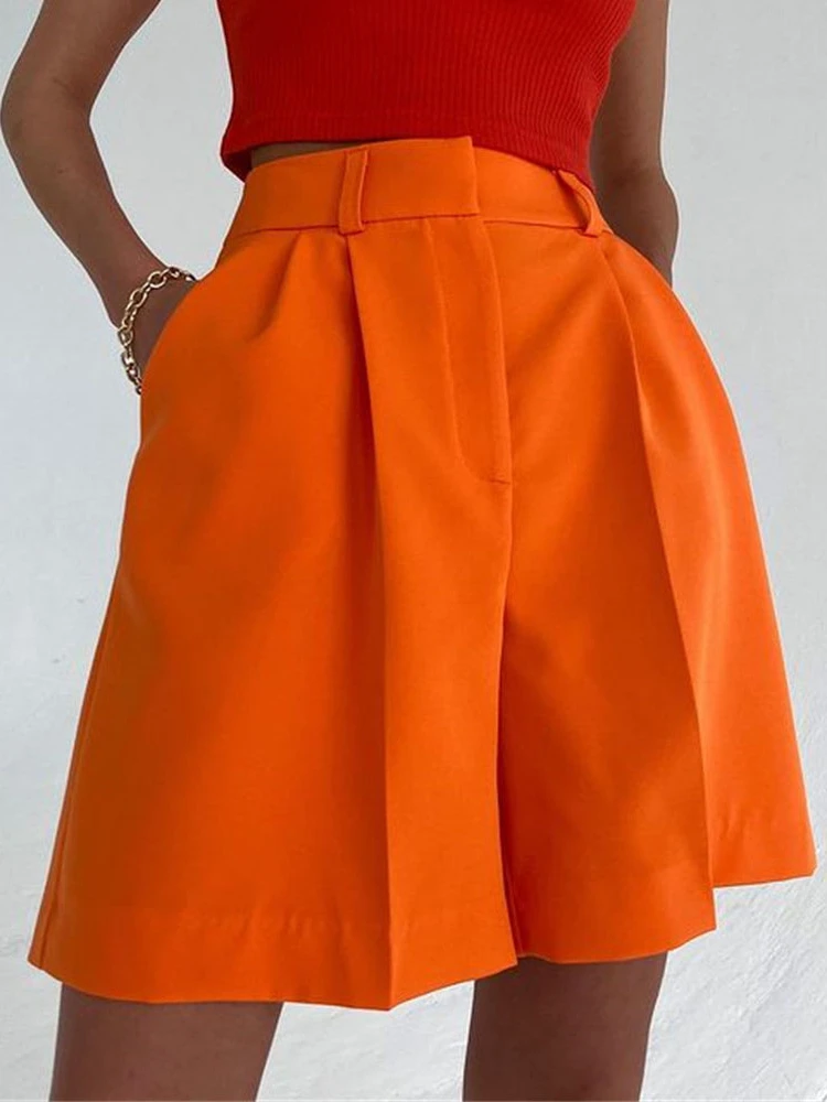 Summer Pants for Women 2023 Solid Wide-leg Pants Fashion Overalls Casual Five-point Pants Women Clothing Women Shorts Networks