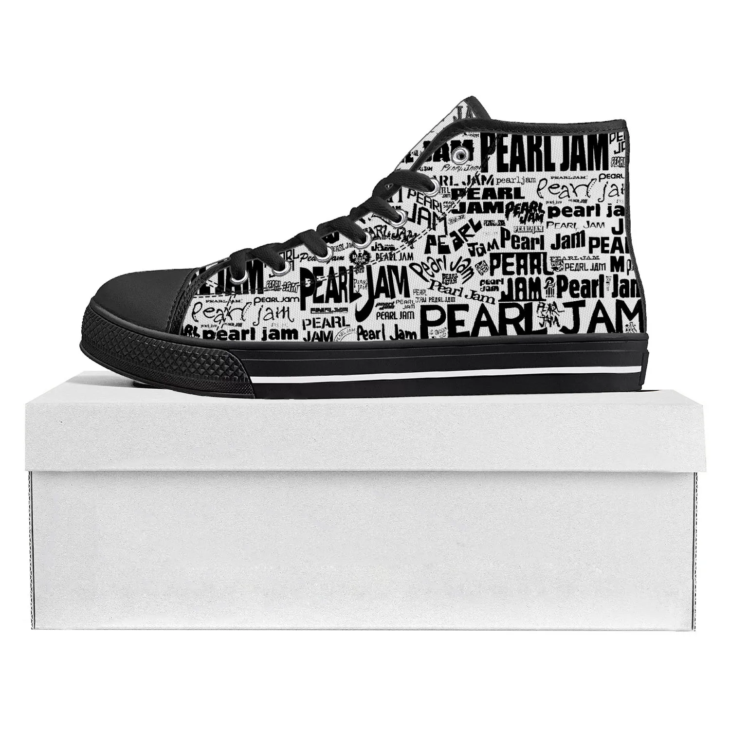 Pearl Jam Rock Band High Top High Quality Sneakers Mens Womens Teenager Canvas Sneaker Casual Couple Shoes Custom Shoe Black