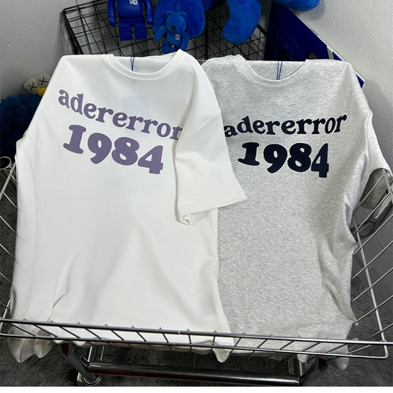 

Casual Adererror Short Sleeves Flocking Logo Letter Oversized Pure Cotton 1:1 High Quality White T-Shirts