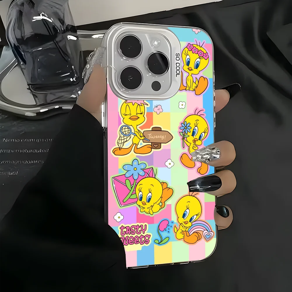 Милый чехол для телефона с изображением птиц T-Tweety iPhone 16 15 14 13 12 11 Pro Max белый