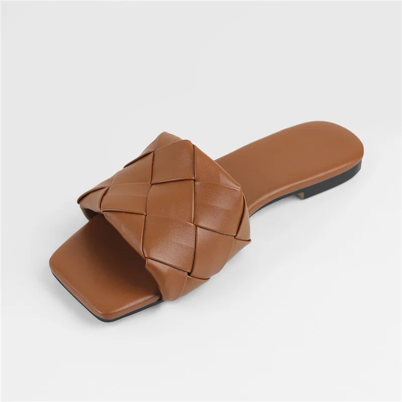 Onlymaker Women Open Toe Slip on Flat Sandals Mules Black Ballet Fashion Blue Brown Daily Elegant Sandals