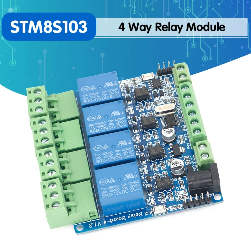 4-полосный релейный модуль Modbus RTU для самостоятельной сборки система STM8S103 вход 485