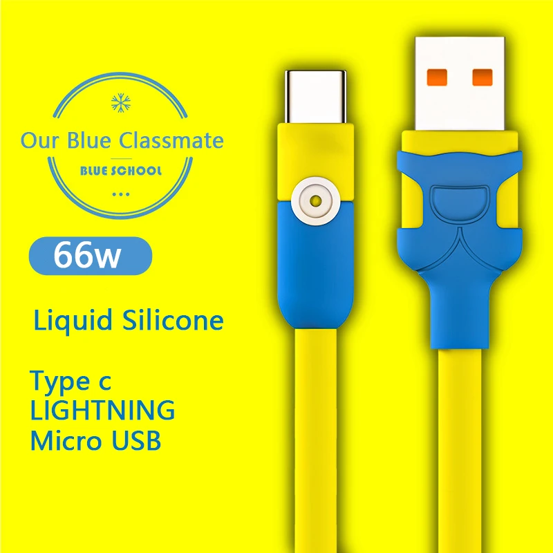 

66W USB C Cable Fast Charging Lightning Cable for iPhone 14 13 12 Pro Max Mobile Phone Micro USB Data Cord Bold Liquid Silicone