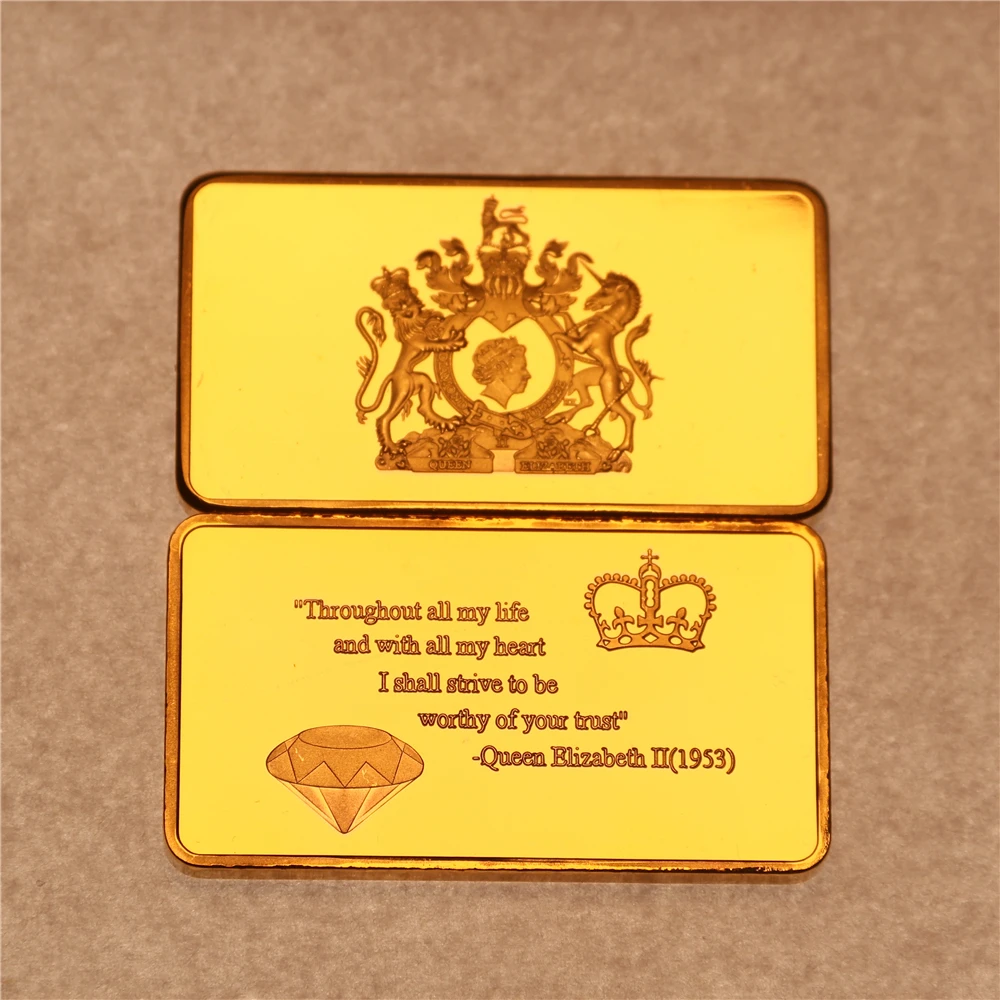 

1 oz Gold Bar 1953 Queen Elizabeth II Diamond Jubilee Pure 24k Gold Plated Bullion