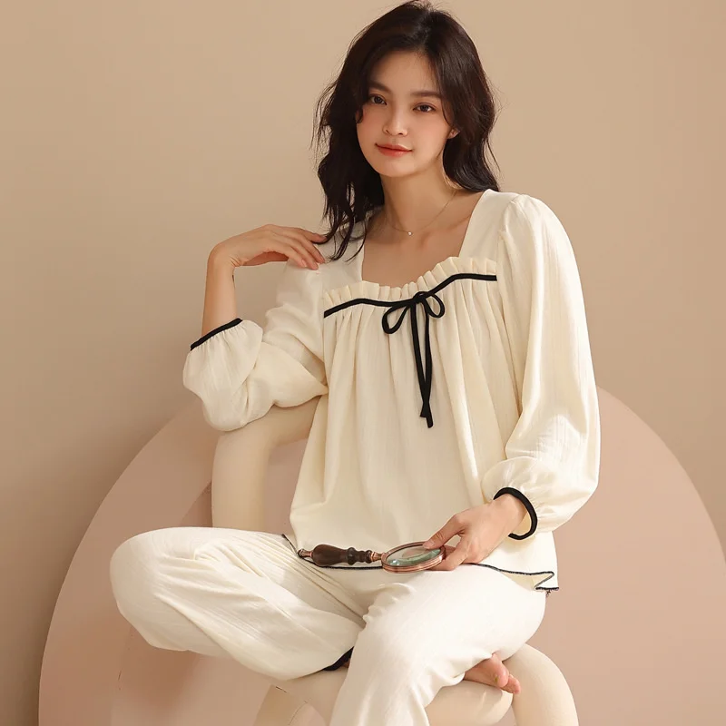 pajama women's autumn  winter new gongyanfeng long sleeve  lovely leisure loose large size home clothes suit