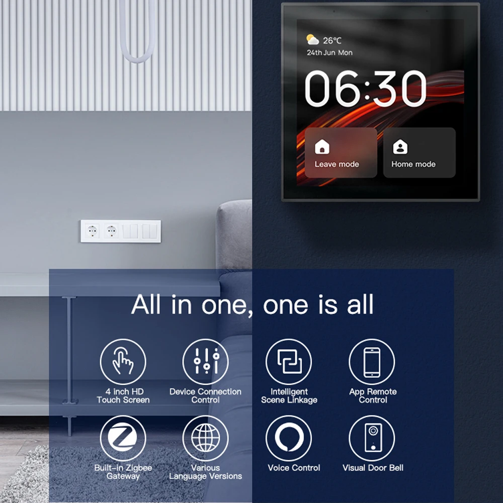 

2023 WiFi + Z igbee умный сенсорный экран Центральная панель управления Голосовое управление встроенный ZigBeeGateway умный центральный пульт управления