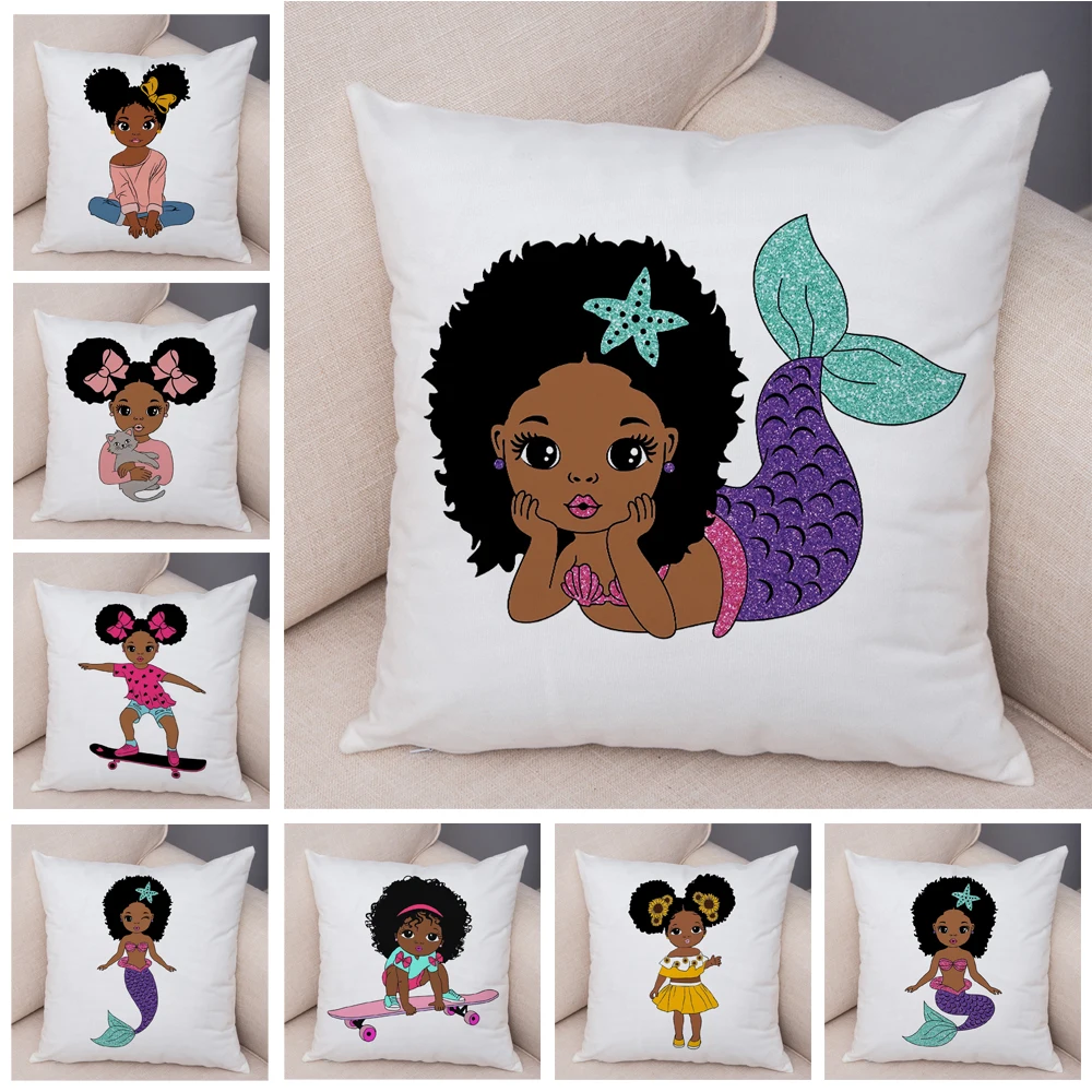 

Милый мультяшный черный Африканский чехол для подушки для девочки мягкий плюшевый чехол для подушки для дивана домашний декор милый Африка...