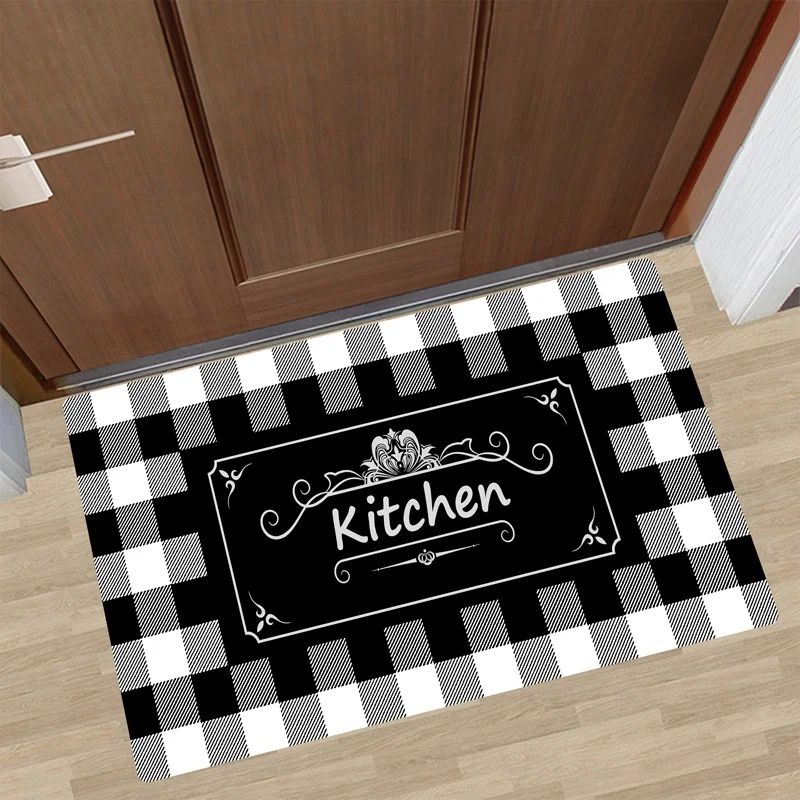 

Buffalo Plaid Kitchen Mat Home Entrance Doormat Christmas Decoration Carpet for Living Room Balcony Bathroom Anti-Slip Long Rug