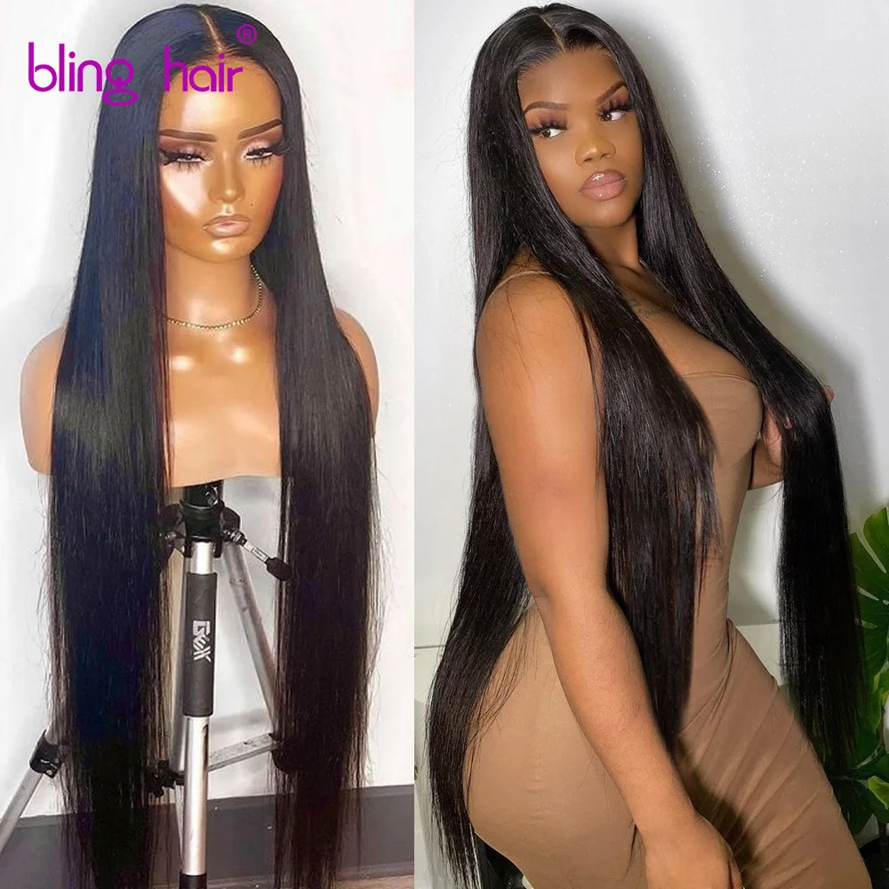 

Straight Human Hair Wigs For Women With Baby Hair Pre Plucked Bleached Knots Bling Remy 13x6 Transparent Lace Frontal Wig