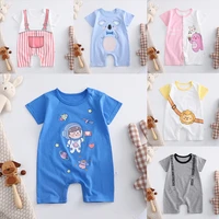 2022 summer new korean baby cotton space romper boy thin section female short sleeved childrens jumpsuit clothes for newborns