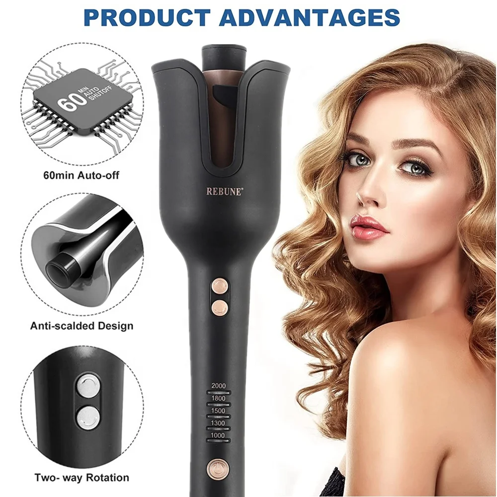 Автоматический щипцы для завивки волос REBUNE RE2082 черный керамический утюжок с 5