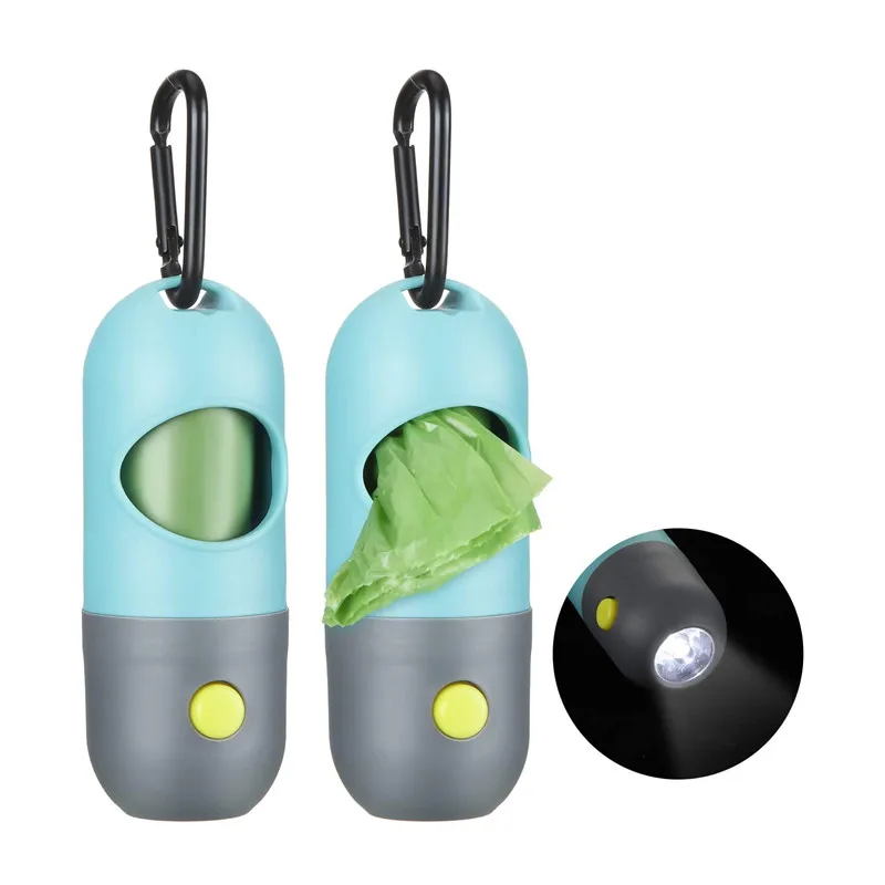 

Dog Poop Bag Dispenser With LED Light Pet Cat Pick Up Waste Pouch Holder Outdoor Pets Supplies Portable Garbage Bags Organizer