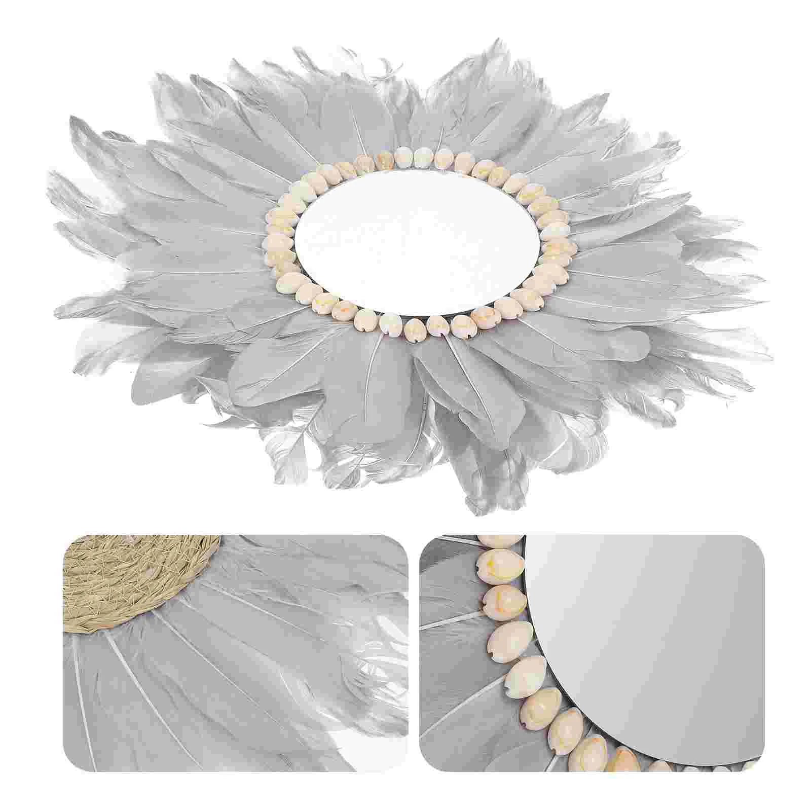 

Mirror Wall Hanging Decorative Decor Round Farmhouse Geometric Pendant Indoor Home Acrylic Sticker Macrame Fringe