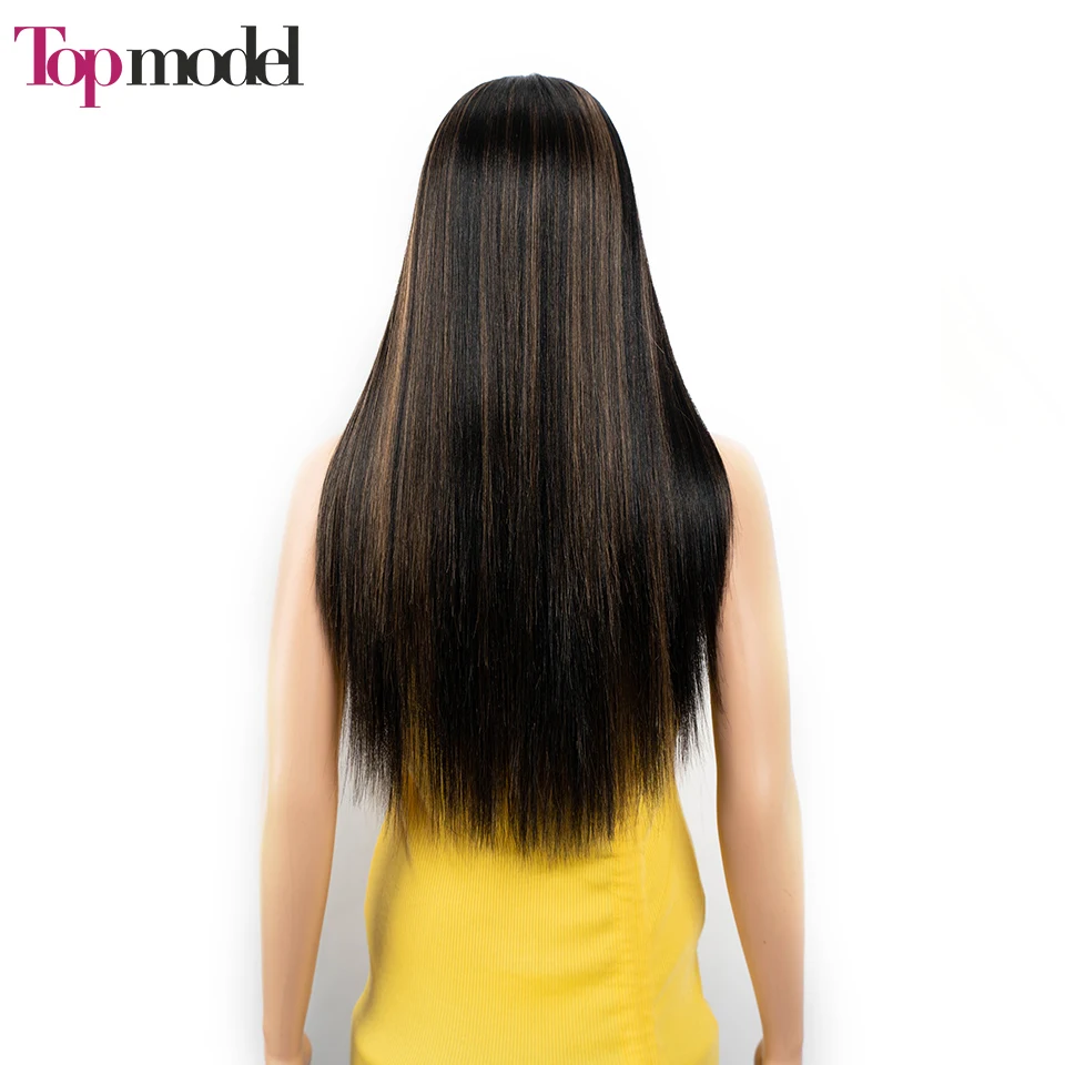 Верхняя Модель Длинные прямые кружевные передние парики для чернокожих женщин