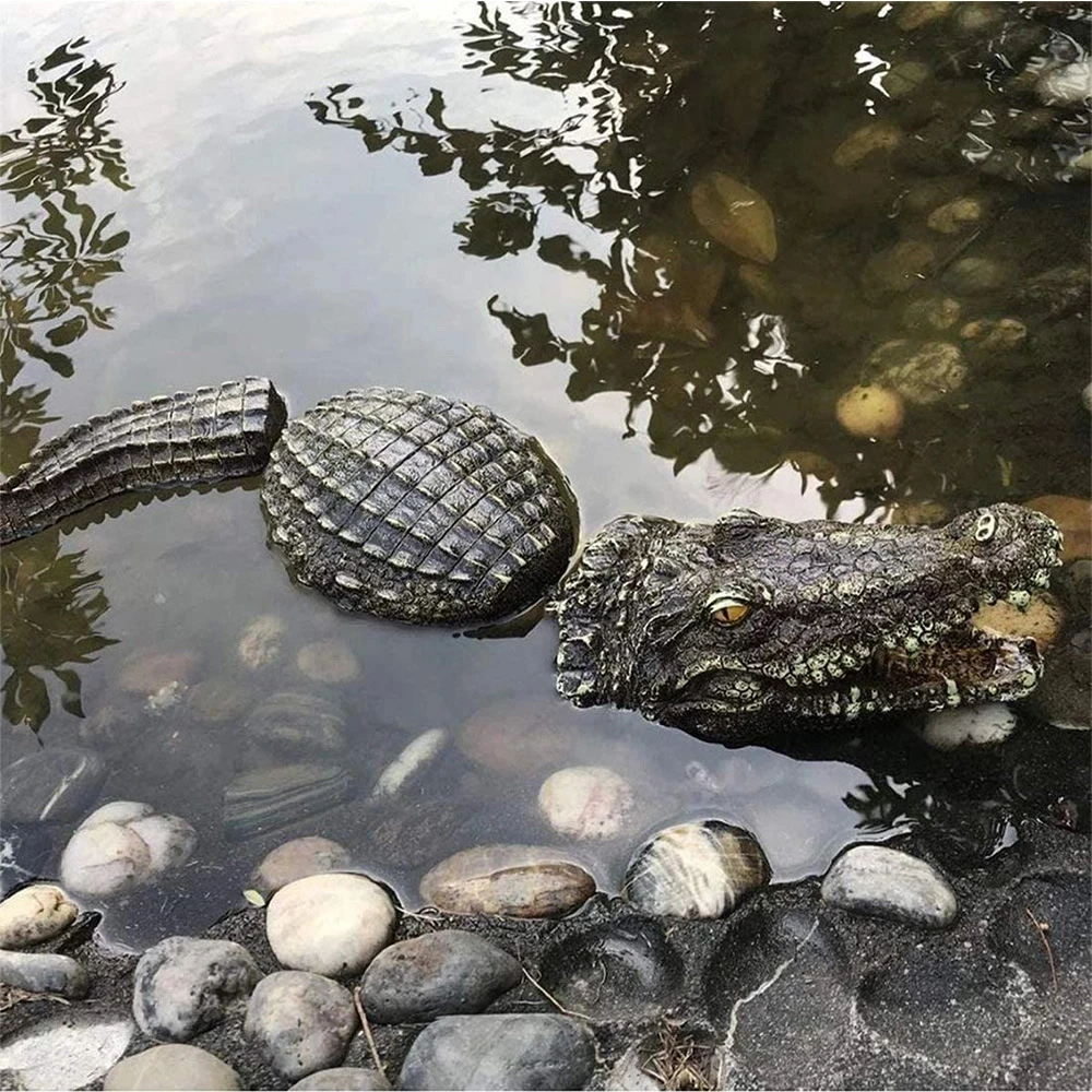 Schwimm Krokodil Kopf Statuen Decoy Harz Neuheit Gefälschte Tiere Teich Gans Ente Control Parodie Spielzeug Garten für Hof Kunst