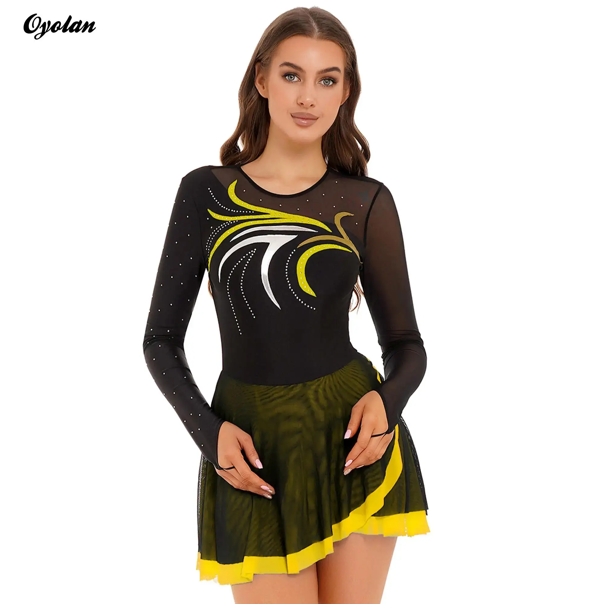 Женский гимнастический костюм для художественного катания на коньках блестящие