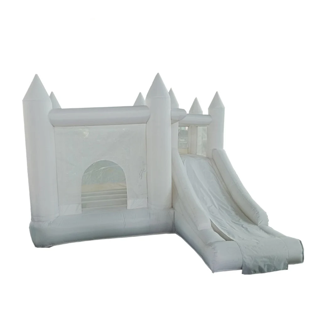 

White inflatable bouncy castle with slide moon Wedding bounce house jumping bouncer children's trampoline blower included