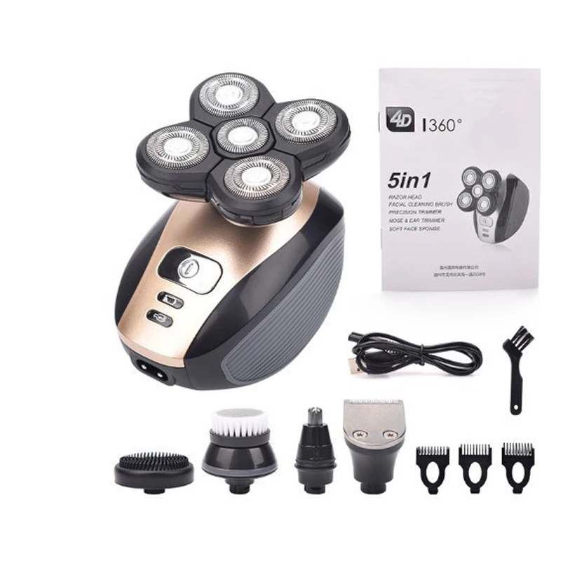 

5 In 1 Electric Shaver for Bald Men 5 Floating Heads Multifunctional Razors Rechargeable Beard Nose Ear Hair Trimmer Clipper
