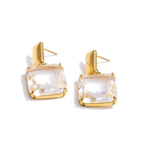 Yhpup прозрачные квадратные серьги из нержавеющей стали