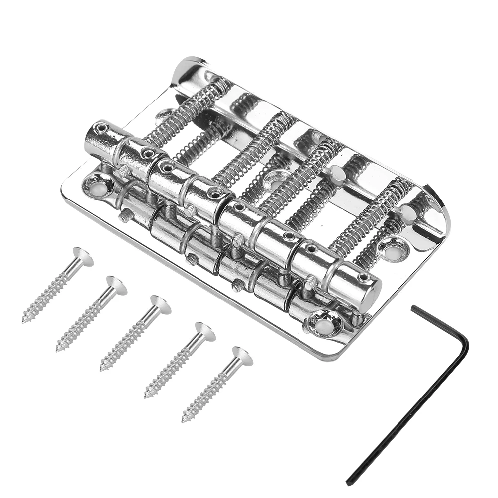 

4 Saddle Hardtail 80mm Metal Tailpiece Electric Bass Bridge Replacement Accessory (Silver)