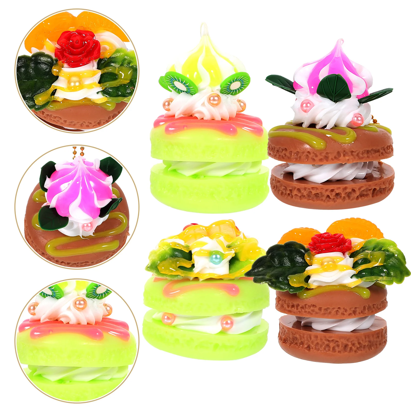 

4pcs Simulation Desserts Fake Macaron Model Delicate Macaron Model Photo Props