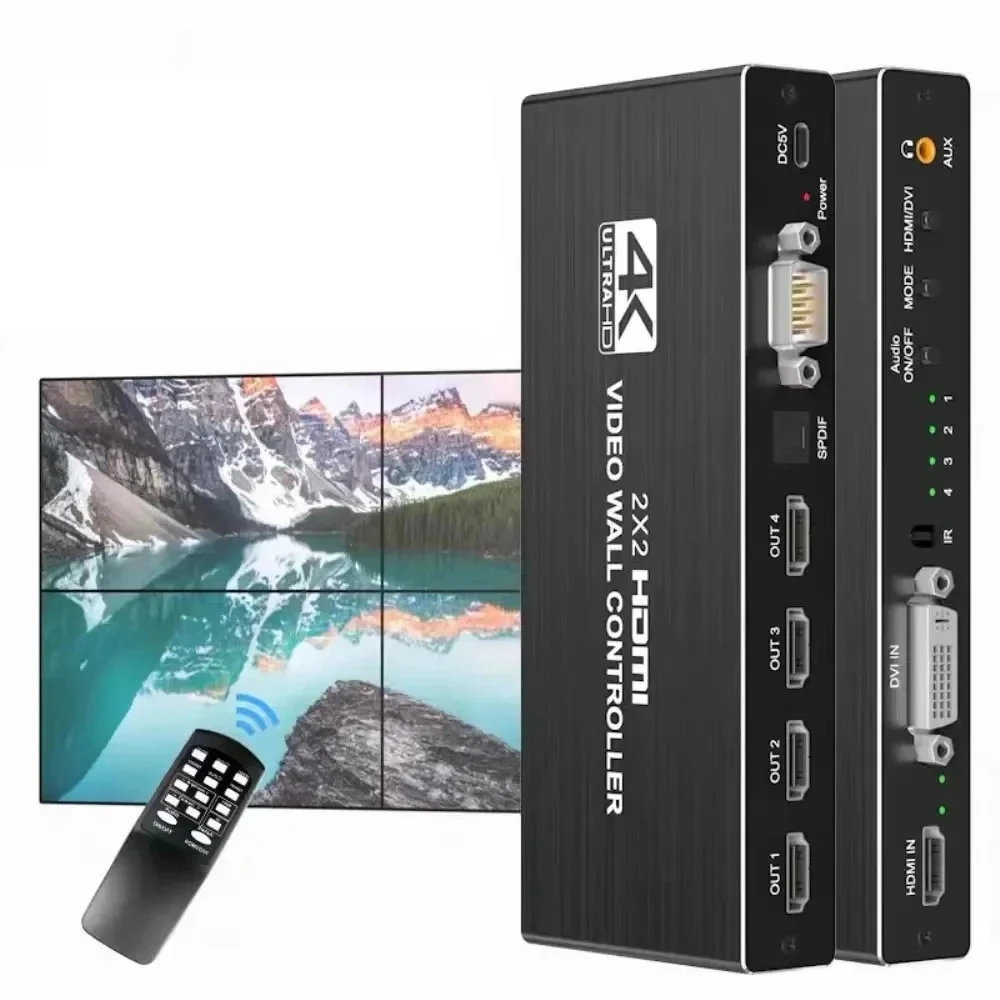 

HDMI Video Wall Controller 2x2 1080P HDMI DVI Video Wall Processor 1X2 1X4 1X3 2X1 3x1 4X1 Multi Video Screen Processor Splicer