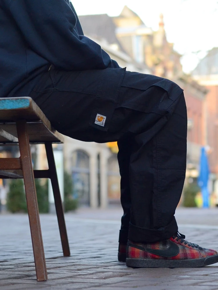 Брюки-карго мужские молодежные осенне-зимние брюки 2024 новые свободные прямые