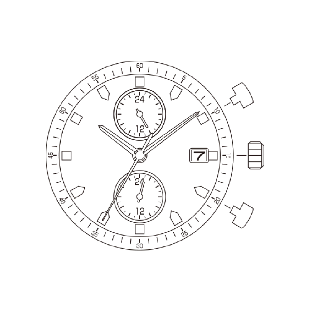 JP11 movement miyota JP11 japona movement Dual time movement with 2 push buttons