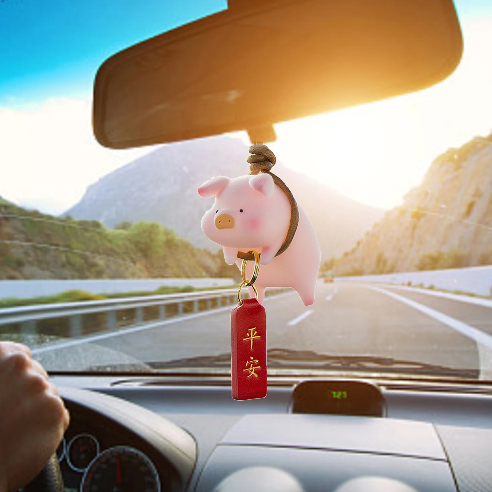 

2023 New Cute Pig Pendant Car Pendant Rearview Mirror Pendant Car Decoration Swing Piggy Hanging Flying Interior Accessories