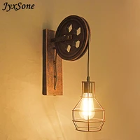 vintage cage pendant light pulley iron craft sling stairs corridor wall lights loft cafe bar adjustable sconce light home d%c3%a9cor