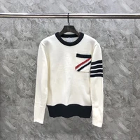tb tnom sweaters men boutique slim o neck pullovers fashion brand clothing striped spliced wool thick autumn winter tb coat