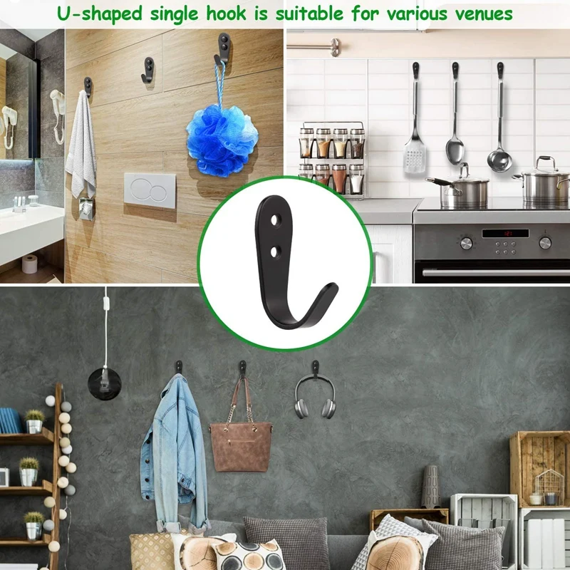 

10PC Wall Hooks Iron Garage Hook Hat Hook Single Coat Hanger - For Bath Kitchen Garage