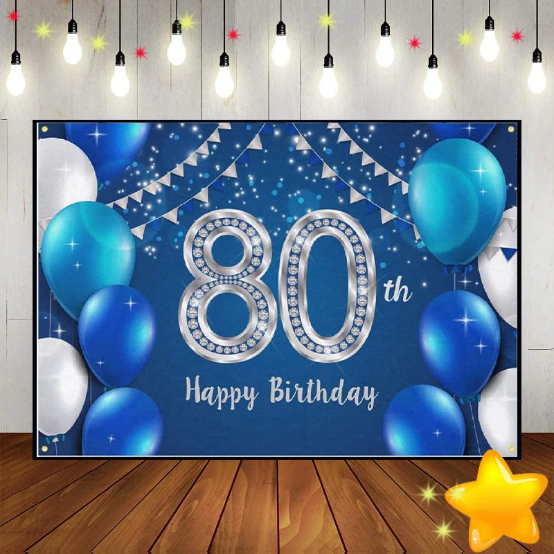 

Happy 80th Birthday Background Custom Backdrop Young Photography Backdrops Party Photo Man Decoration Game The Breath of Youth