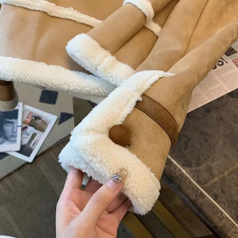Lamb Fleece Coat Women's Autumn and Winter New 2022  Slim Style Retro Premium Top Deerskin  Thick （Winter)  Pockets