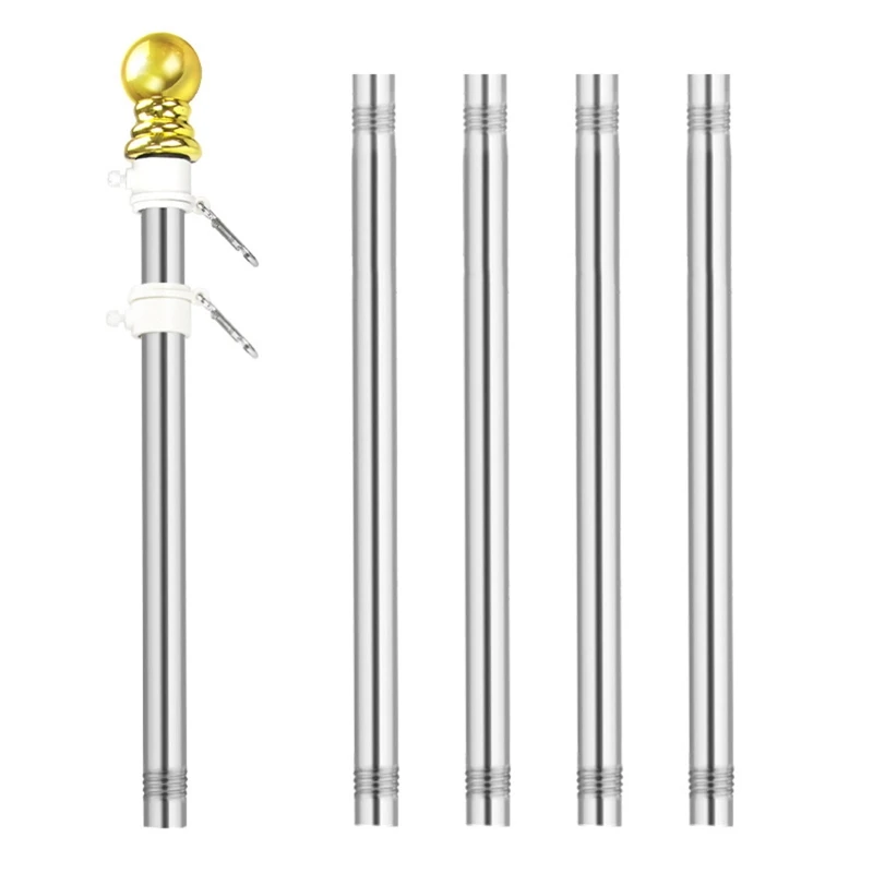 

Stainless Steel Spinning Flag Pole 1.8m Kit Combination Wall Mount Set for Indoor Outdoor Garden Yard Decoration