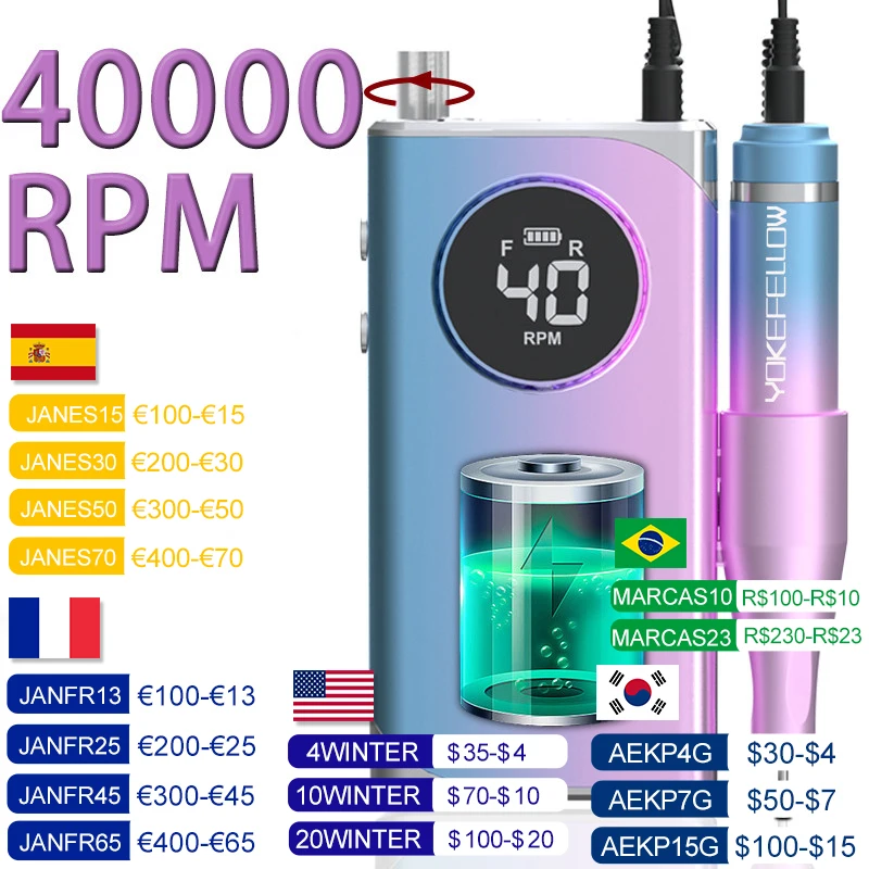 35000/40000RPM Electric Nail Drill Machine For Manicure Prof