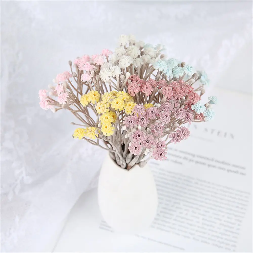 

Garden Wedding Vase Mini Rose Gypsophila Artificial Flowers Floral Fake Flower