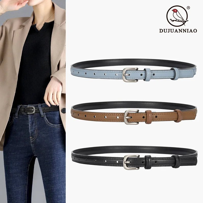 Leather ladies small belt jeans stylish versatile belt