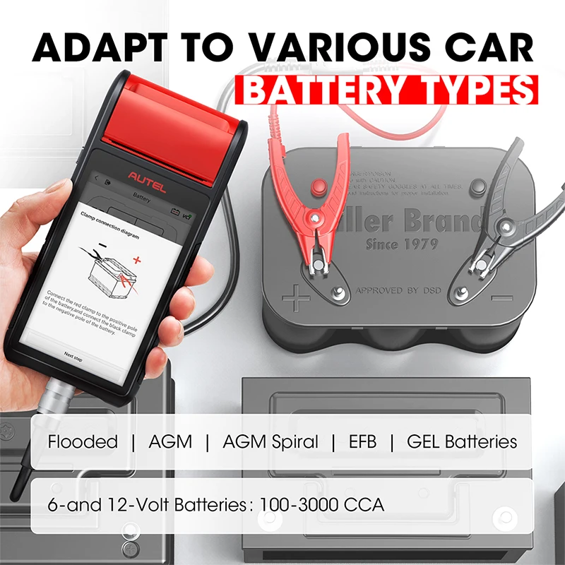

Автомобильный сканер Autel MaxiBAS BT608E, 6 в, 12 В, тестер аккумуляторов с поддержкой принтера AGM/AGM, спиральные/EFB/гелевые батареи