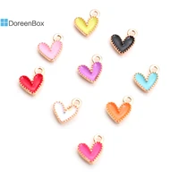 20 pcs multicolor enamel heart charms pendants for diy necklace bracelet jewelry charms heart gold color pendants 9mm x 8mm