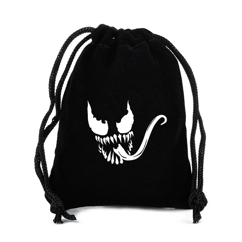 Фото Большая сумка Venom на шнурке, рюкзак с принтом, сумка с рисунком персонажа из мультфильма, вместительная портативная анимированная детская сумка для конфет, подарок №2