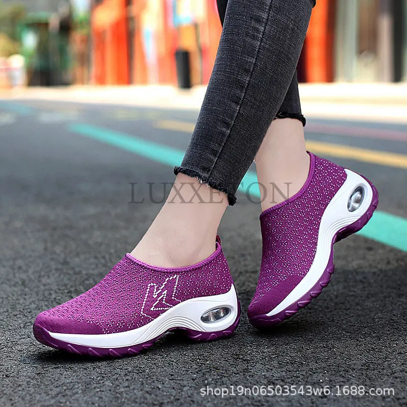 Big Size Slip on Women Vulcanized Shoes Fashion Summer Outdoor Casual Sneakers Breathable Hollow Out Woman Lazy Loafers