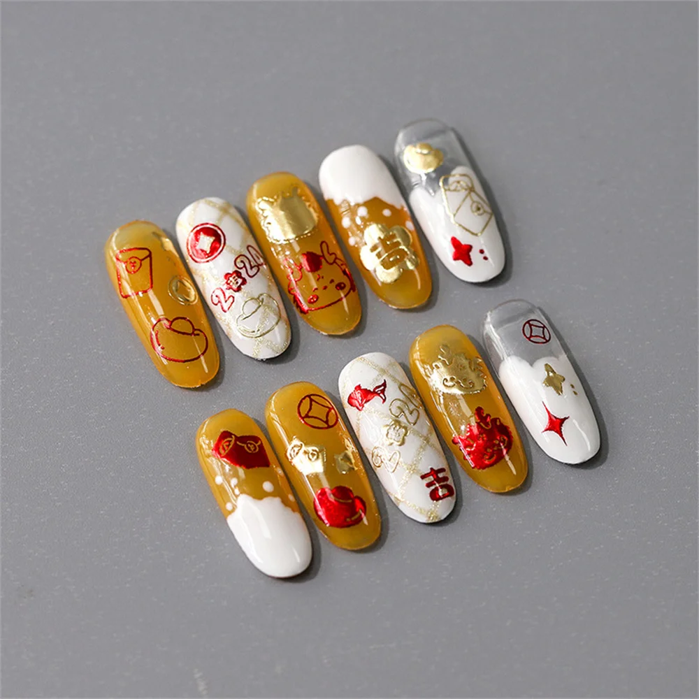 Наклейки для ногтей в виде слитков с клейкой основой богатые стили Дизайн Год